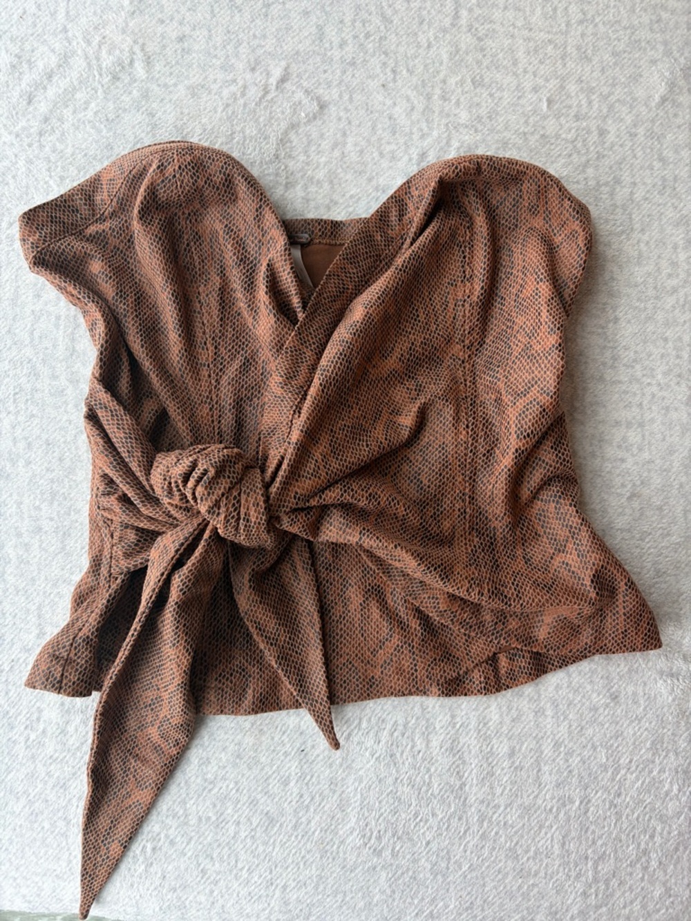 Free People Brown Snake Tie-Front Tube Top